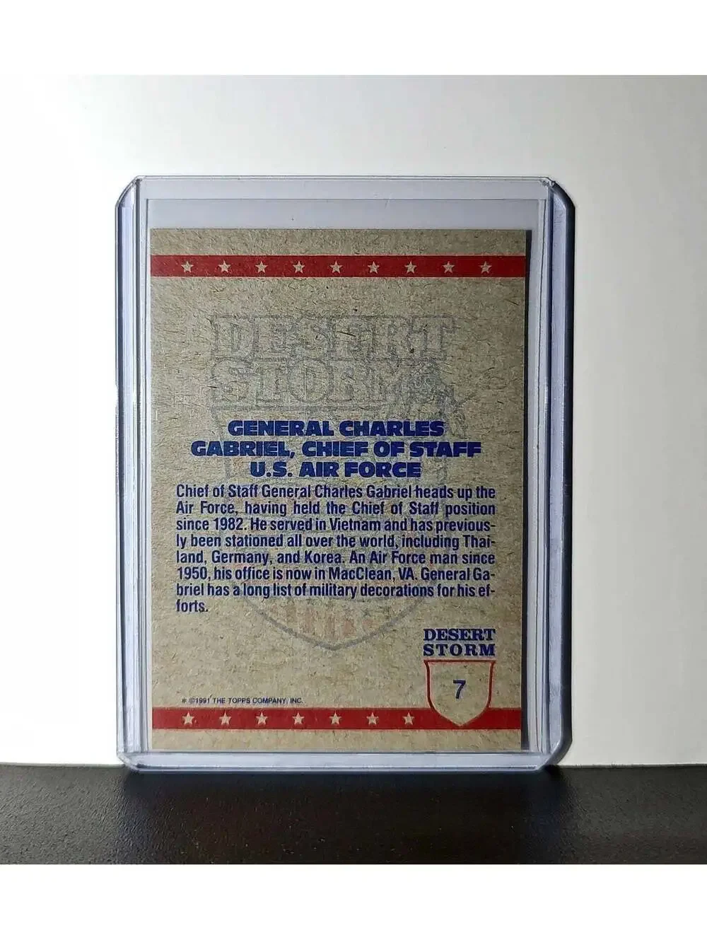 General Charles A. Horner 1991 Topps Desert Storm #7 Card - Picture 2 of 10